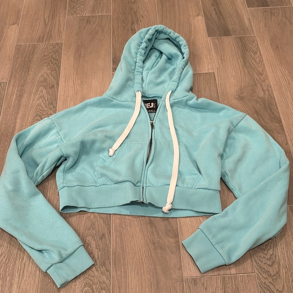Katie J NYC Junior Girls Cropped Blue Zip Up Size X-Small